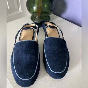 Blue Suede Loafer Bow Strap